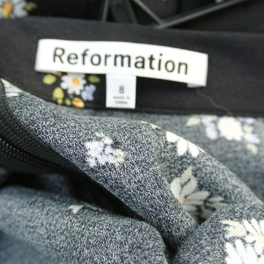 NWOT Reformation Bea Midi Skirt in Daisy Black Floral size 8